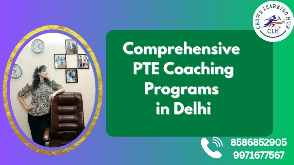 Students learning at Crown Learning Hub during Comprehensive PTE Coaching Programs in Delhi.