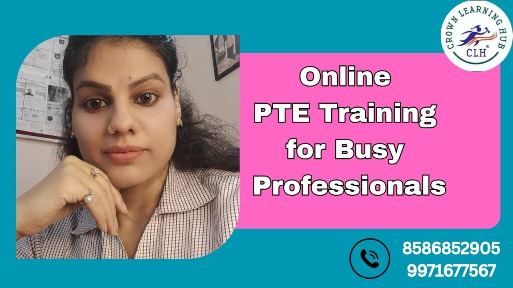 Professional participating in Online PTE Training for Busy Professionals at Crown Learning Hub.