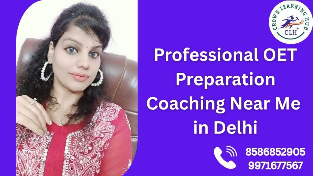 High quality banner showing OET preparation theme with coaching visuals that reflect structured practice for healthcare students in Delhi.