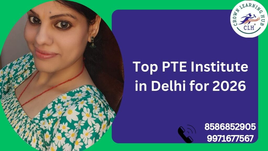 High quality banner showing students preparing for PTE with updated learning tools that highlight modern coaching methods for better scores in Delhi