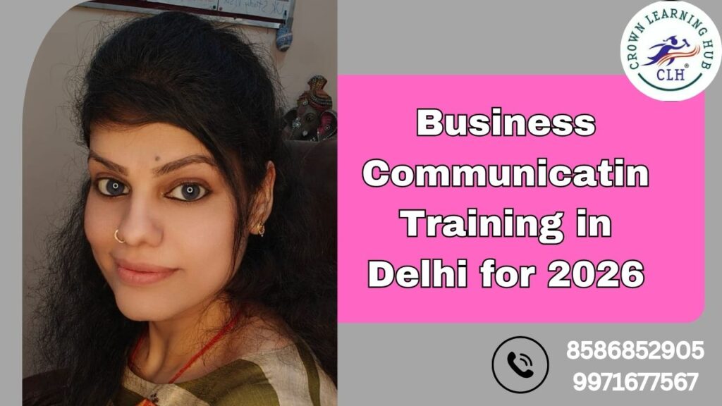 Professional communication training scene in Delhi office showing a confident employee speaking clearly during a workplace meeting with calm body language.