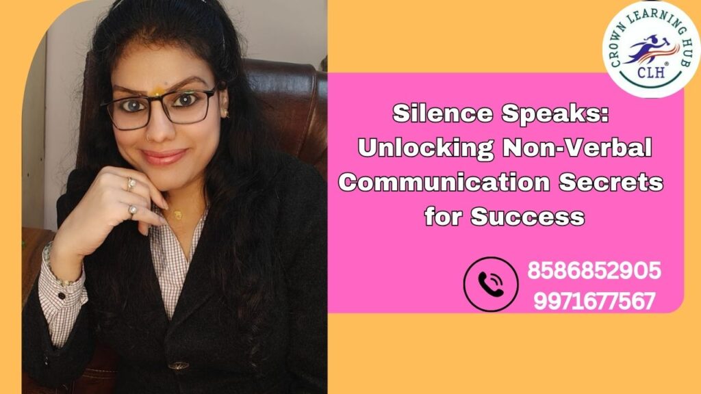 Non-verbal communication illustrated through body language, eye contact, and posture reflecting confidence, clarity, and silent professional influence