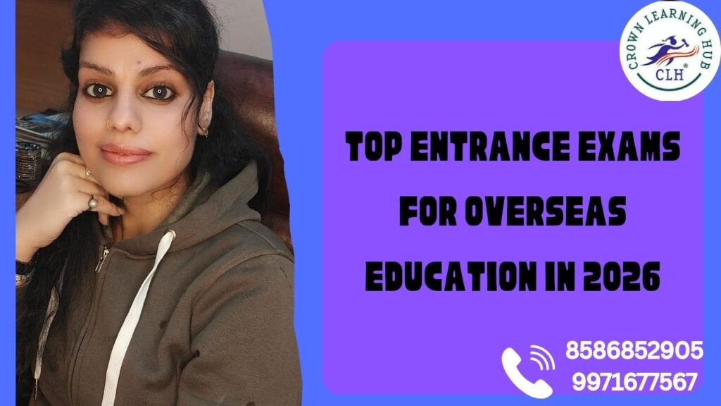 Academic themed banner showing students preparing for global university entrance exams for 2026 with books and clear planning tools in focus.