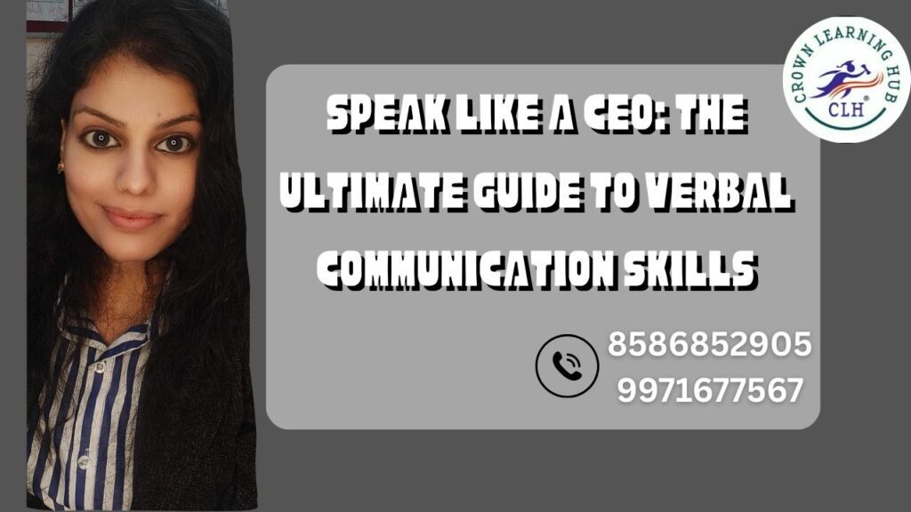 Verbal communication skills guide showing a professional leader speaking confidently during a corporate discussion with clarity and calm tone