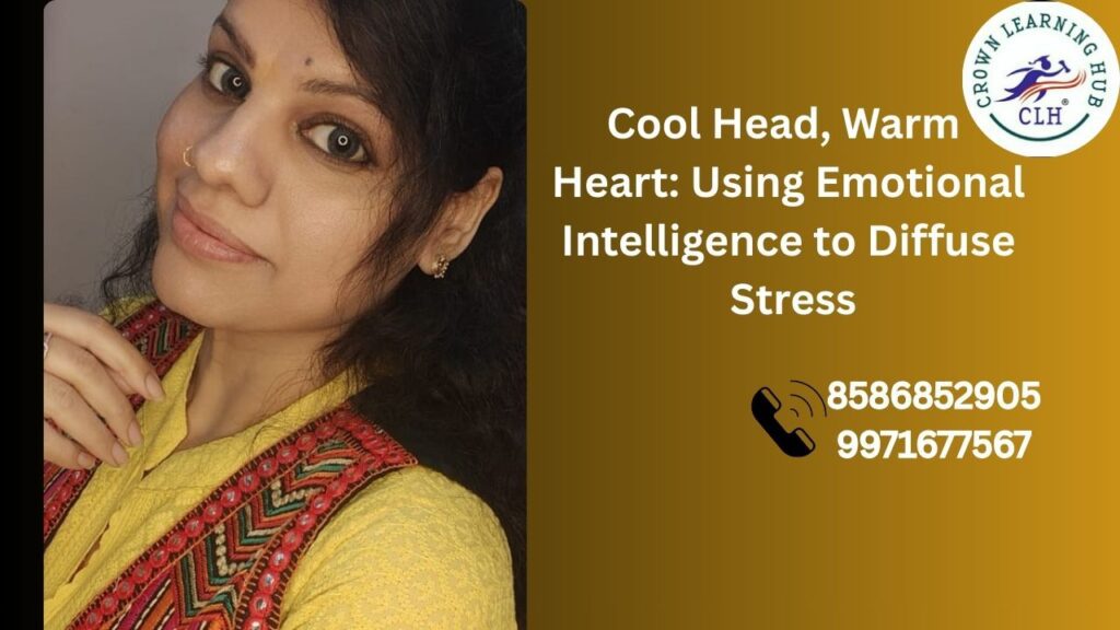 Emotional intelligence and stress illustrated through a calm person managing pressure with awareness, balance, and steady emotional control