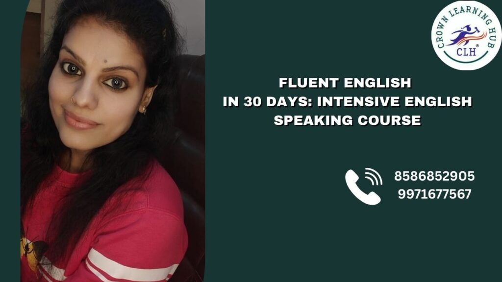 Fluent English in 30 Days banner showing focused learners building confidence through guided English speaking practice