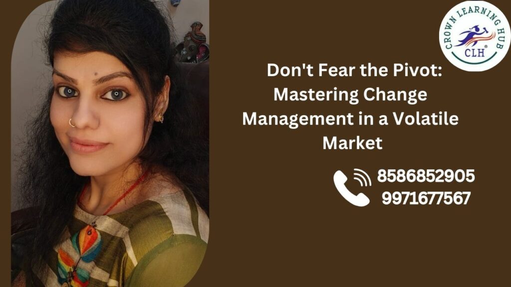 Change management strategy visual showing leaders adapting plans calmly while navigating market volatility and business uncertainty