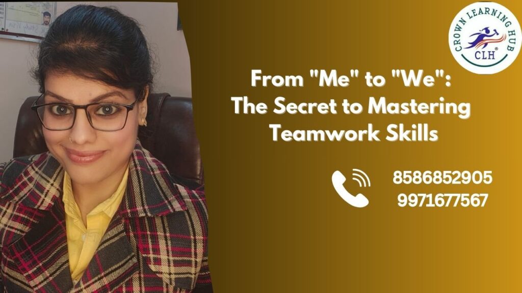 Illustration showing professionals building teamwork skills through open communication, shared goals, and collaborative problem solving