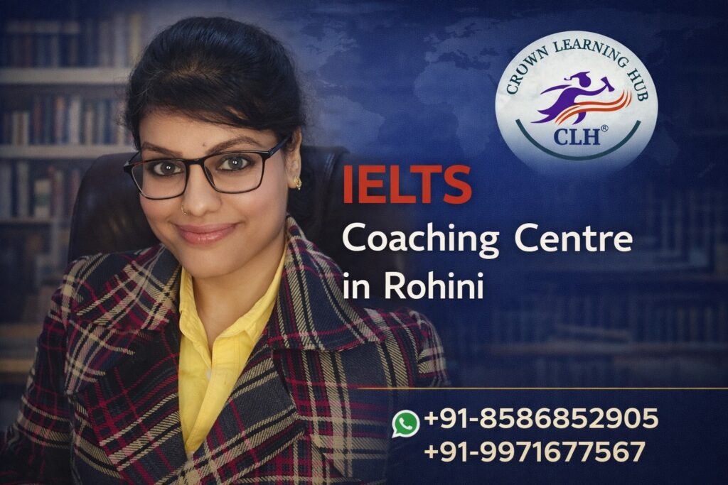 Students attending IELTS Coaching Centre in Rohini classroom with mentor guidance and structured band score training