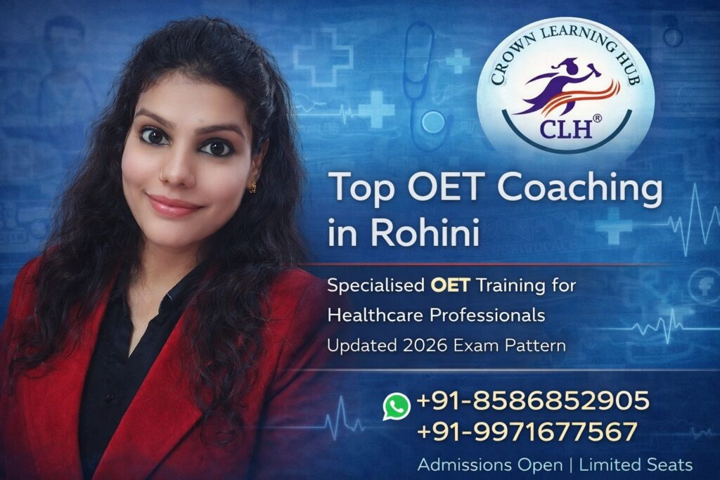 Top OET Coaching in Rohini classroom session with mentor guiding healthcare students in focused exam preparation