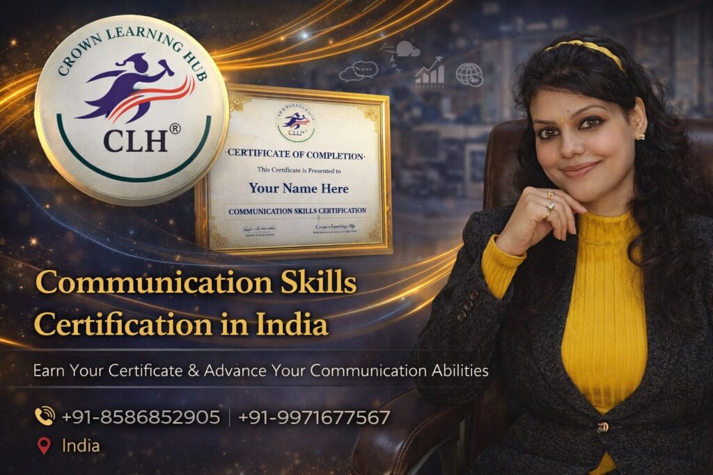 Professional learning session highlighting Communication Skills Certification in India with mentor guiding young professionals