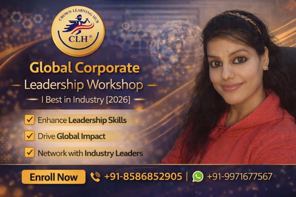Global corporate leadership workshop helping professionals improve communication, leadership skills, and team management in real workplace scenarios