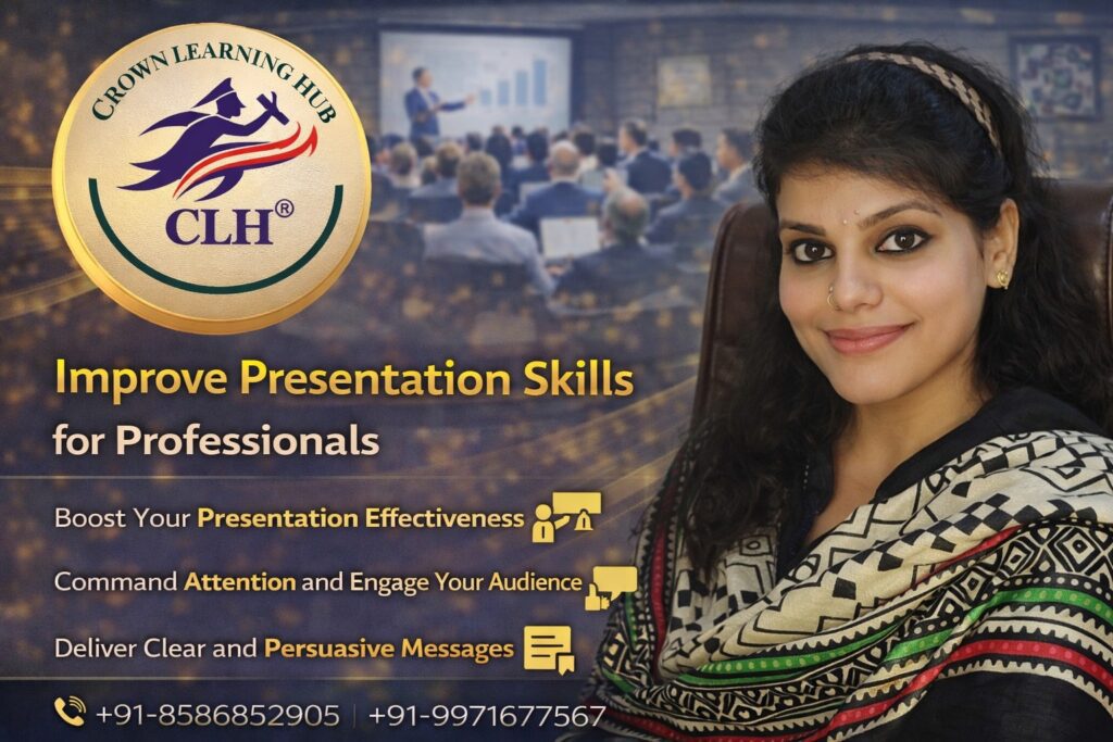 Professional learning session showing how to improve presentation skills for professionals through confident speaking and clear business communication.