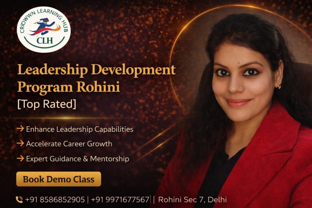 Students attending a leadership development program Rohini classroom with mentor guiding communication and team skills