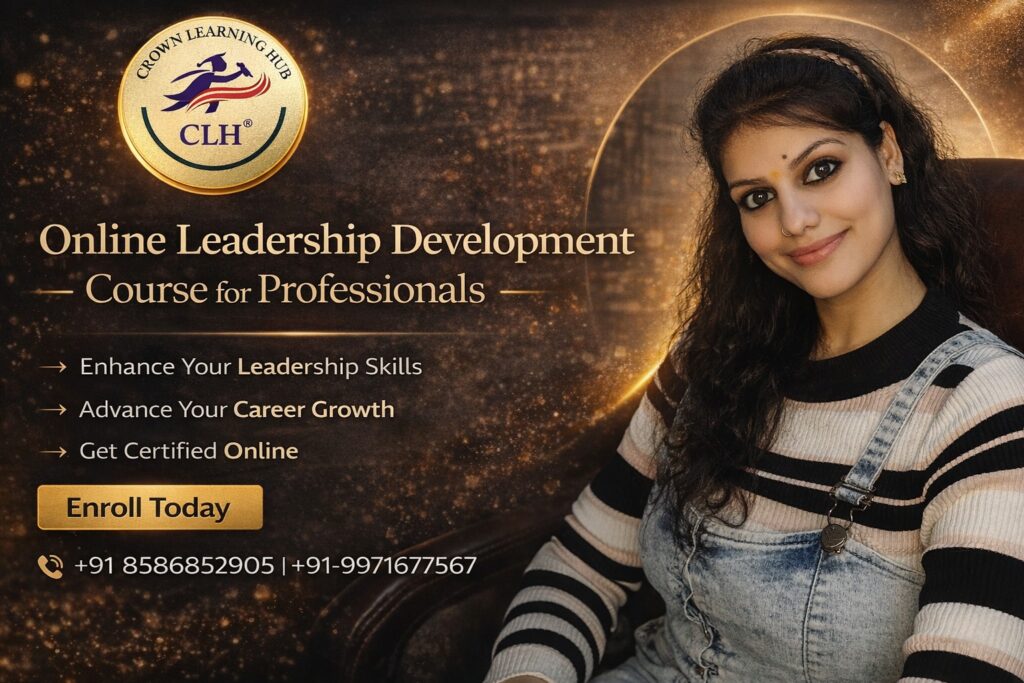 Professional attending online leadership development course with mentor guidance and team leadership skill focus