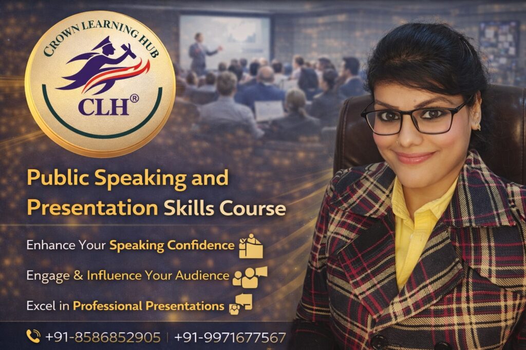 Students practicing confident communication during a Public Speaking and Presentation Skills Course workshop led by an expert mentor.