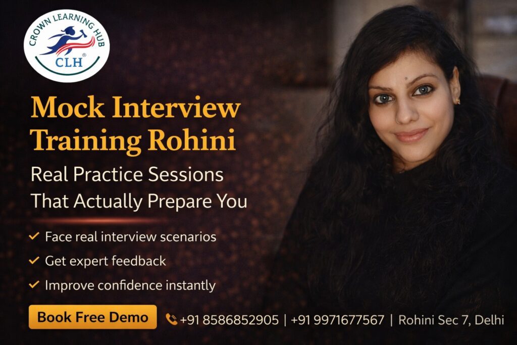 Student attending mock interview training rohini session in Rohini with mentor guidance and real time feedback