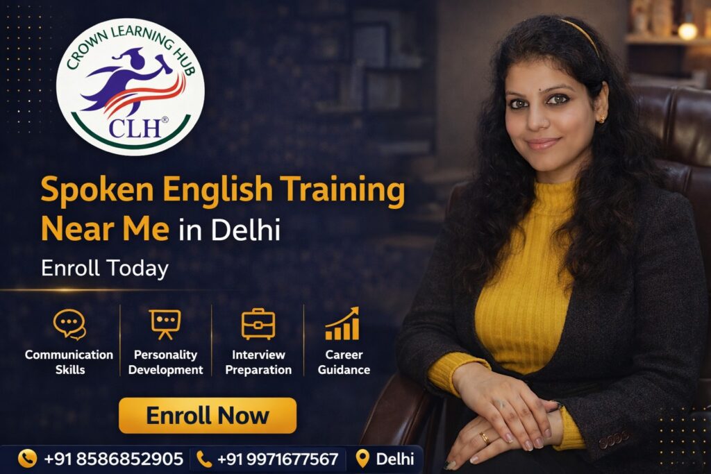 Students attending spoken English training near me in Delhi classroom improving fluency and communication confidence