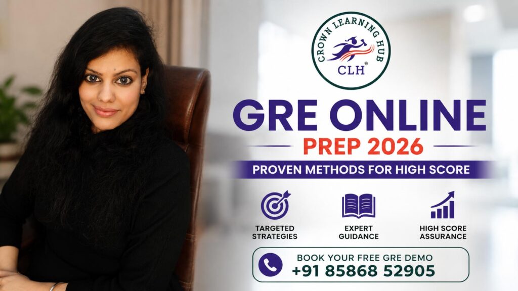 Student attending GRE Online Prep 2026 session with mentor guidance and structured study strategy for high scores