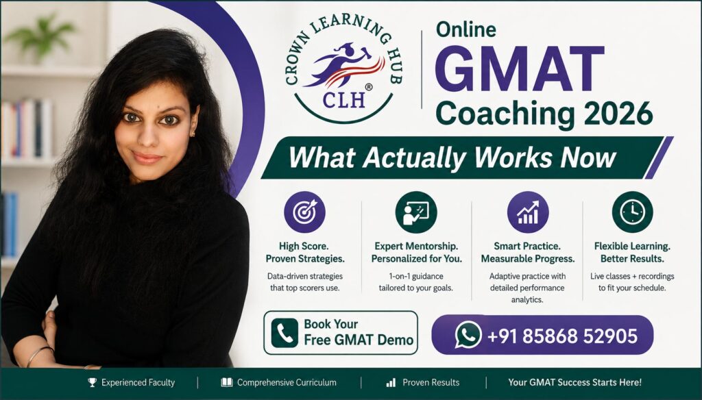 Student attending online GMAT coaching 2026 session with mentor guidance and adaptive preparation strategy