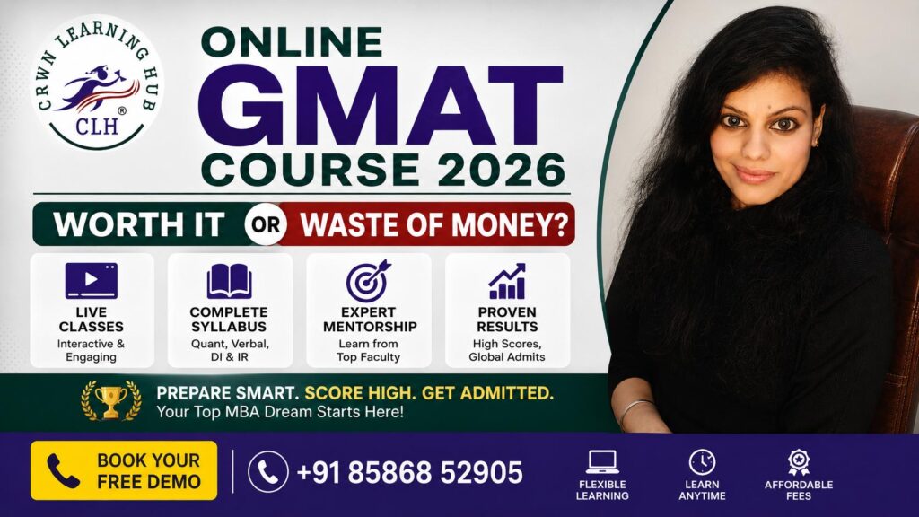 Student attending an online GMAT course 2026 session while preparing for MBA entrance exams at home