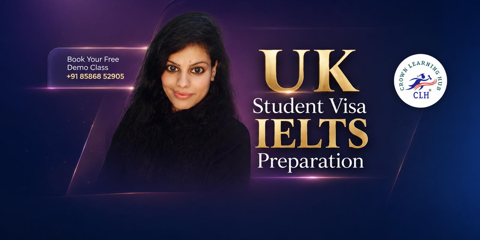 Student reviewing UK Student Visa IELTS preparation materials on a desk.